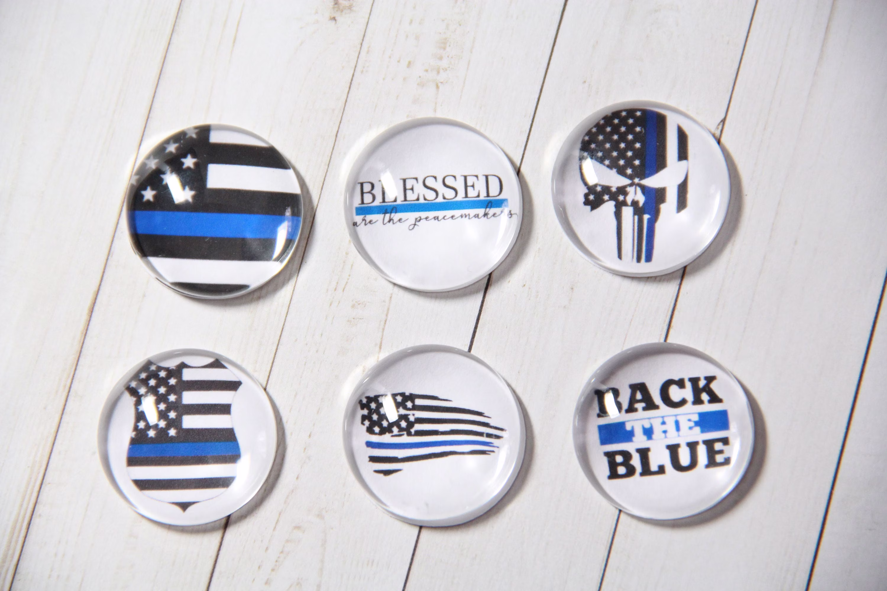 Police Magnets - Set Of 2 Or 6 Appreciation Gift Blue Line Back The Leo