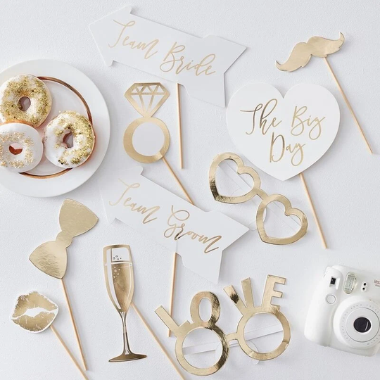 Gold Foiled Photo Booth Props// I Do Crew//Hen Do Decoration //Party Goodies //Hen Party Ideas //Bride To Be Treats // Booth