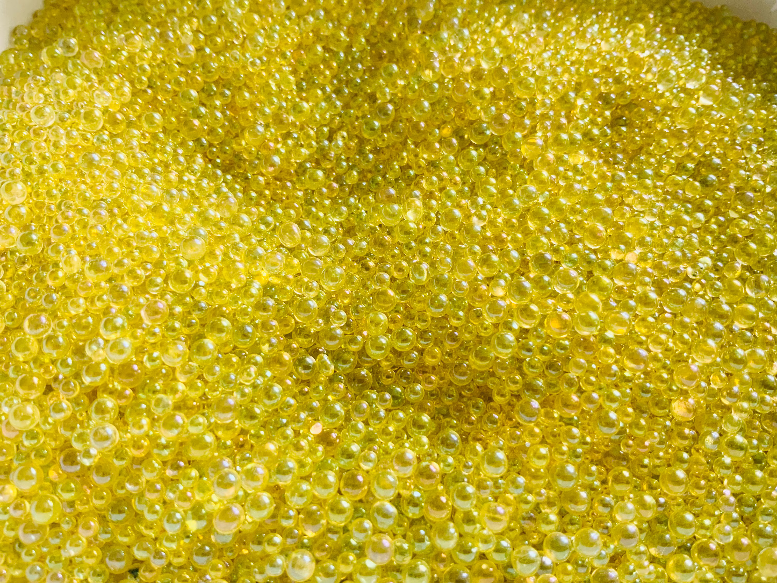Yellow Glass Bubbles , Tiny Glass Shaker Filler Slime Glitter Supplies , Resin Art
