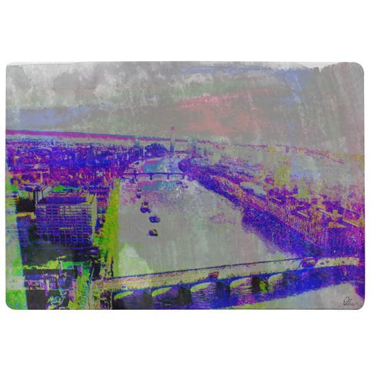 Eaman London Eye View Designer Shaggy Blue/Pink/Grey Rug