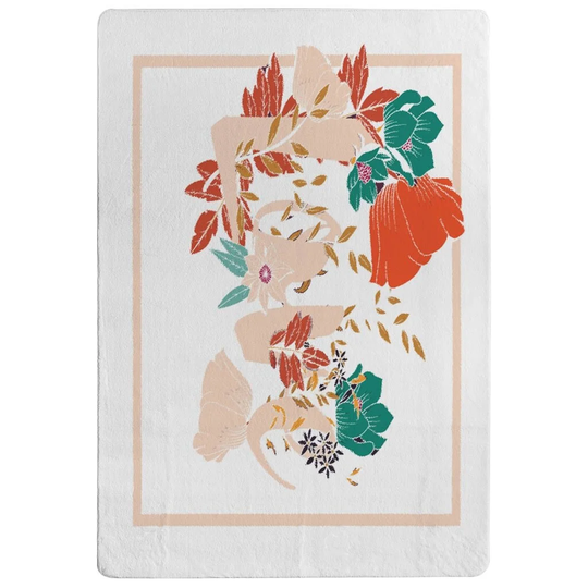 Onamia Love and Flowers Designer Shaggy Beige/Green/Red Rug