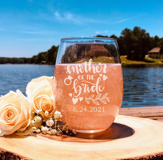 Mother Of The Bride Wine Glass | Gift Keepsake Wedding Glasses Engraved