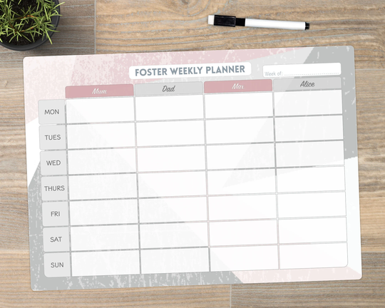 Personalised Large Whiteboard Weekly Family Planner, Dry Erase Scandi Design Wipe Clean Board