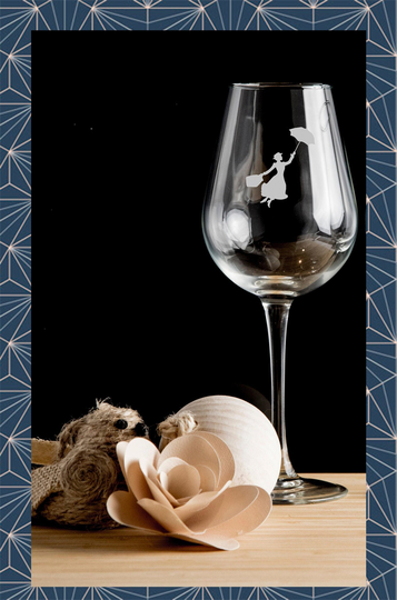 Mary Poppins Engraved On Wine Glass. Beautiful Etched Personalised With Any Name. Design Won't Wear Off Like Vinyl.79