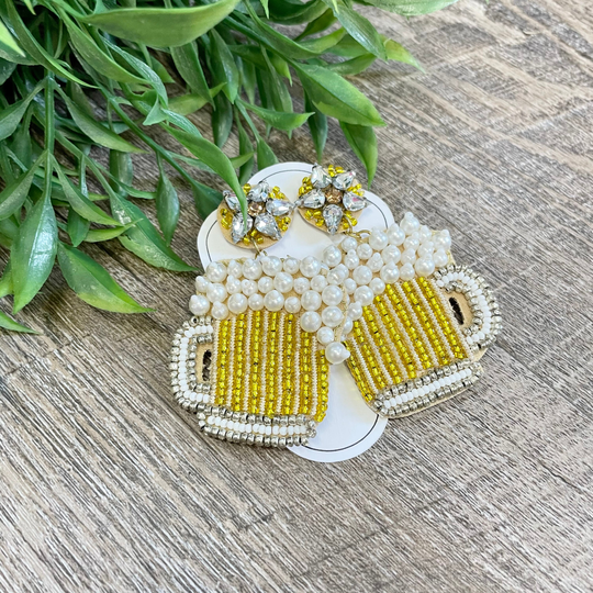 Beaded Beer Glass Mug Earrings - Cheers So Much Fun & Lightweight