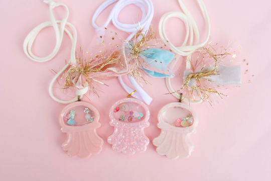 Jelly Fish Resin Charm Shaker Necklace. Under The Sea Birthday. Octopus Mermaid Birthday