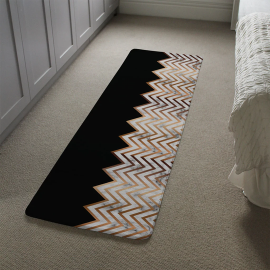 Lavalley Marble Designer Shaggy Black/White Rug