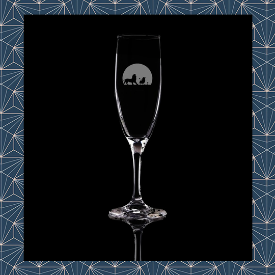The Lion King Engraved Flute Prosecco Glass. Beautiful Etched Personalised With Name. Design Won't Wear Off Like Vinyl.210