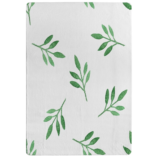Ottinger Leaf Designer Shaggy Green/White Rug