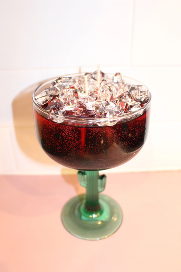Shaved Ice Watermelon Drink Candle in Hand Painted Glass - Realistic Gel Sweet Scented