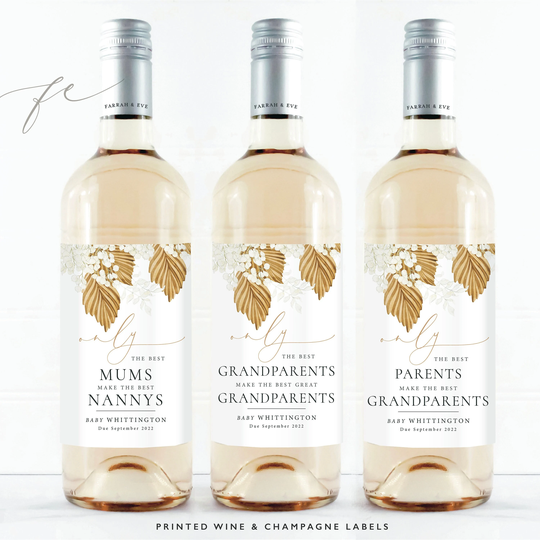 Personalised Pregnancy Announcement Wine Labels, Baby Label, Best Parents Make Best Grandparents, Baby Reveal, On The Way
