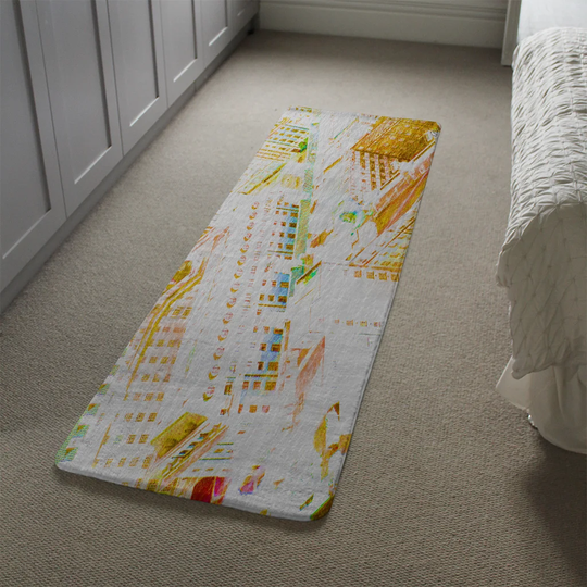 Madore London Roof Tops Designer Shaggy Orange/White/Green Rug