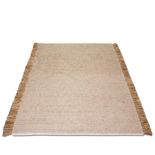 Quinnlynn Handwoven Wool White Rug