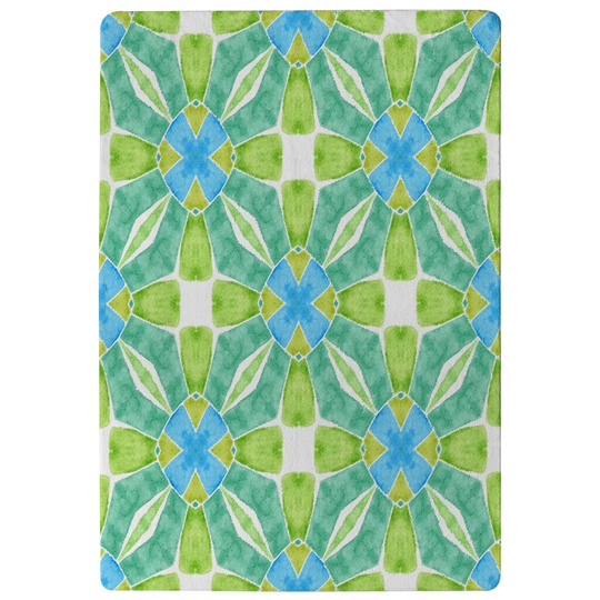 Erwin Optimal Boho Chic Designer Shaggy Green/Blue Rug
