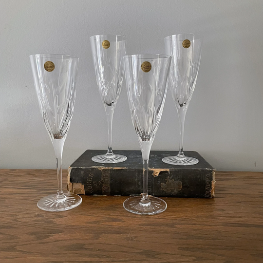 Vintage Crystal Champagne Flutes | Cristal D'arques Genuine Lead Made in France New Years Christmas