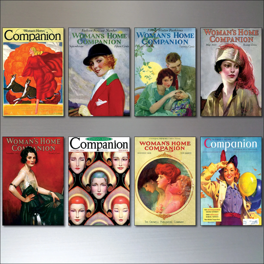 A Set Of 8 Vintage Women's Magazine Cover Fridge Magnets - Shabby, Chic, Retro