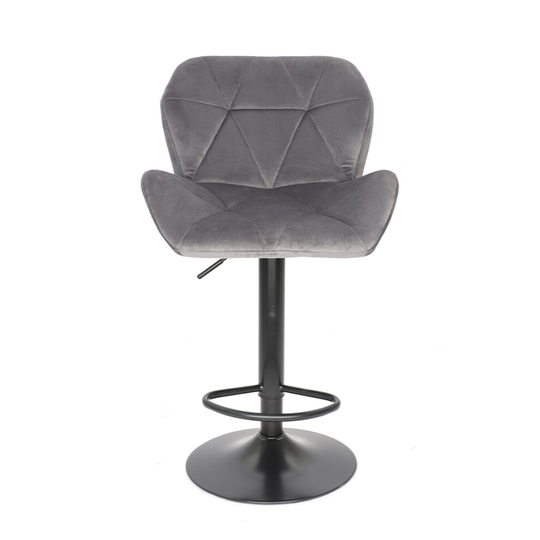 (Dark Grey) Bar Stools Gas Lift Stools Velvet Swivel Chairs
