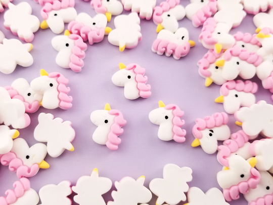 10 Miniature Unicorn Cabochons, 16mm Resin Animal Shaker Mold Embellishment Bits, Nail Art Decoration, Slime, Dollhouse Animals