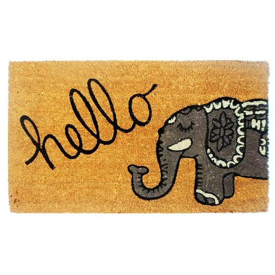 Hello Elephant Door Mat, Yoga Housewarming Gift, Wedding Gift
