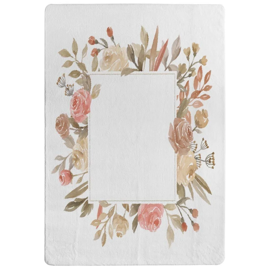 Pauley Flower Border Designer Shaggy Pink/Cream/Off-White Rug