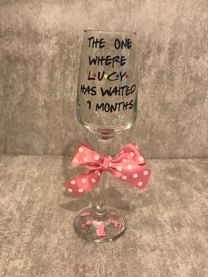 Personalised New Mum Glass, Baby Shower Gift, Glass For Mum, Babyshower, I've Waited 9 Months, Parents