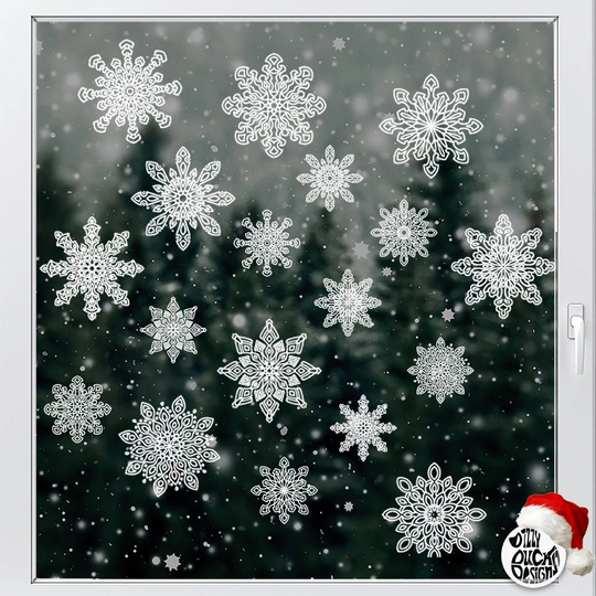 18 Christmas Snowflake Window Cling Stickers - Dizzy Duck Designs Decals