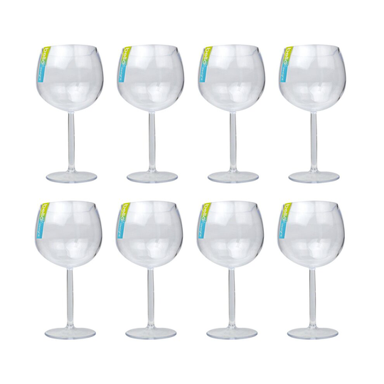 8x Gin Cocktail Glasses Balloon Clear Plastic Cup Home Picnics BBQ Summer Party