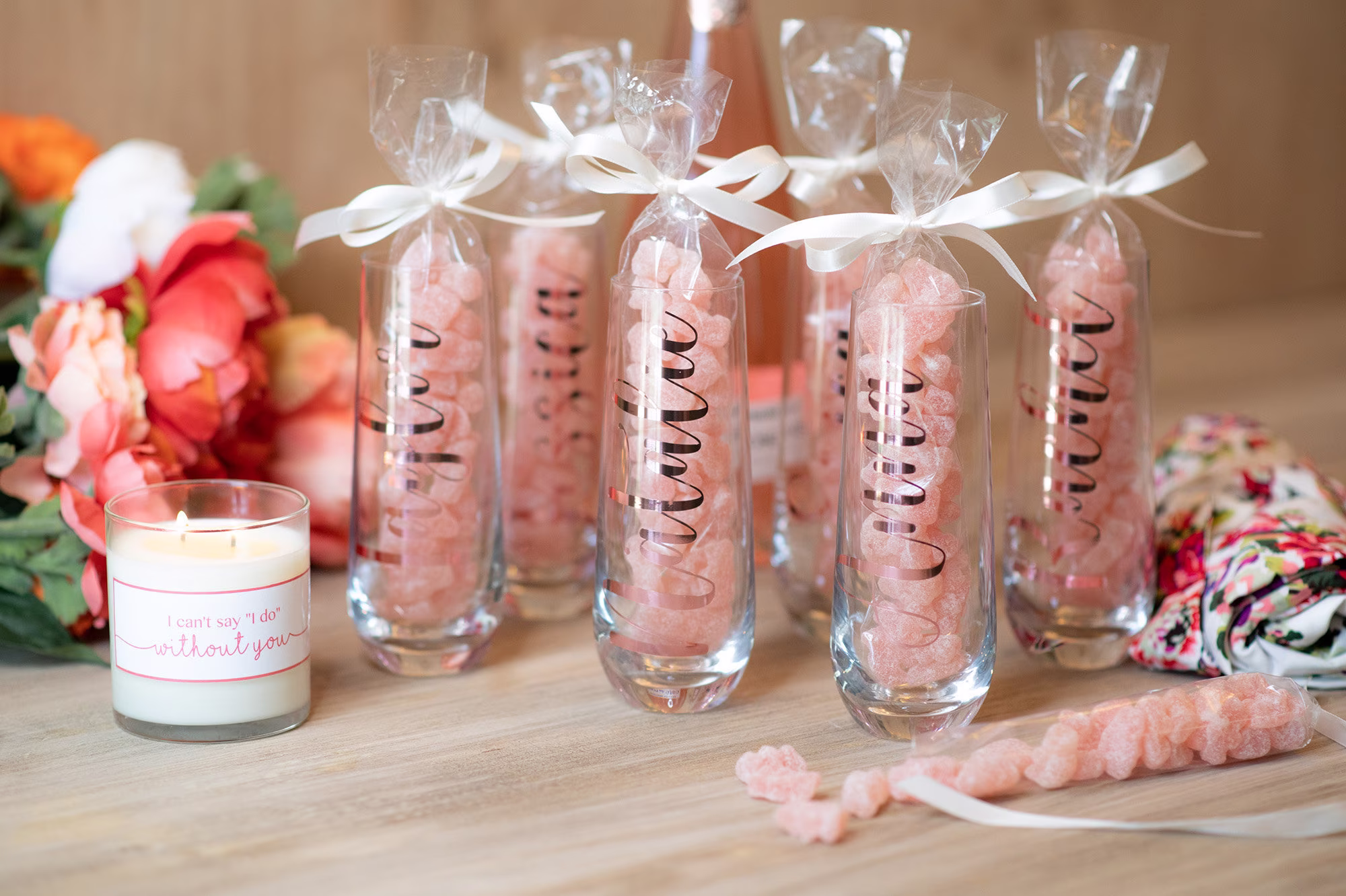 Custom Champagne Glass With Gummies