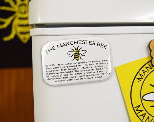 Manchester Bee History Magnet - Made in UK Mancunian Gift Fridge