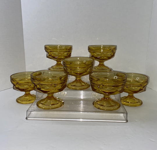 Vintage Anchor Hocking Fairfield Amber Champagne Coupes
