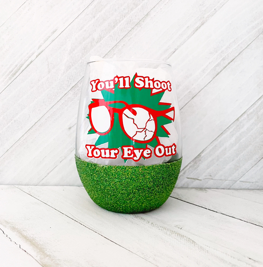 Christmas Story Glitter Wine Glass