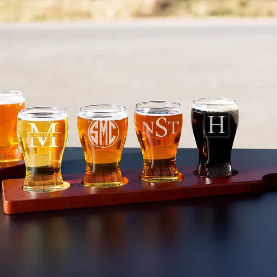 Personalized Beer Flight Board, Set, Glasses, Sampler, Husband Gift, Flight, Tasting Party, Gift