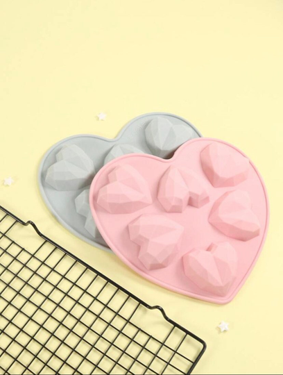 Heart-Shaped Random Colour Silicone Mould, Resin Moulds, Moulds & Casting, Geo Heart Mould, Chocolate Baking Moulds