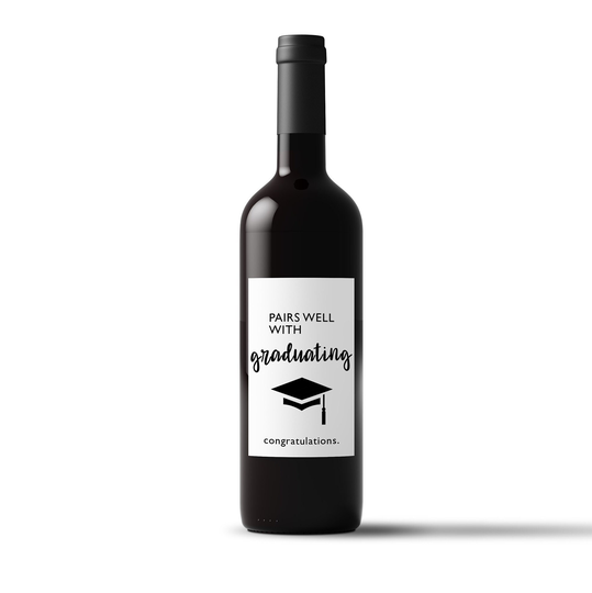 Graduation Wine Bottle Label | Pairs Well With Graduating College Custom Waterproof High Quality Decal