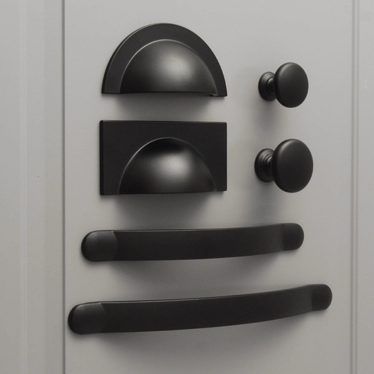Monmouth Cupboard Handles | Black Shaker Style Kitchen Drawer Door Knobs Matt Matte Minimal Cup Bin Pulls