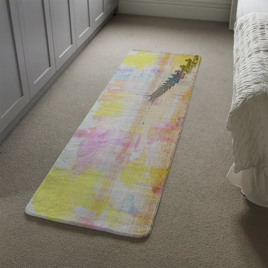 Landreth Colourful Beach Designer Shaggy Yellow/Pink Rug