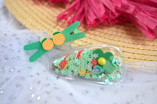 Christmas Stocking Stuffer, Flower Sparkle Shaker Hair Clip, Daisy Toddler Fruit Confetti Gift For Girls