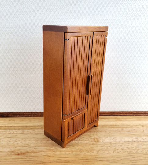Jbm Dollhouse Refrigerator Walnut Finish 112 Scale Miniature Kitchen Fridge