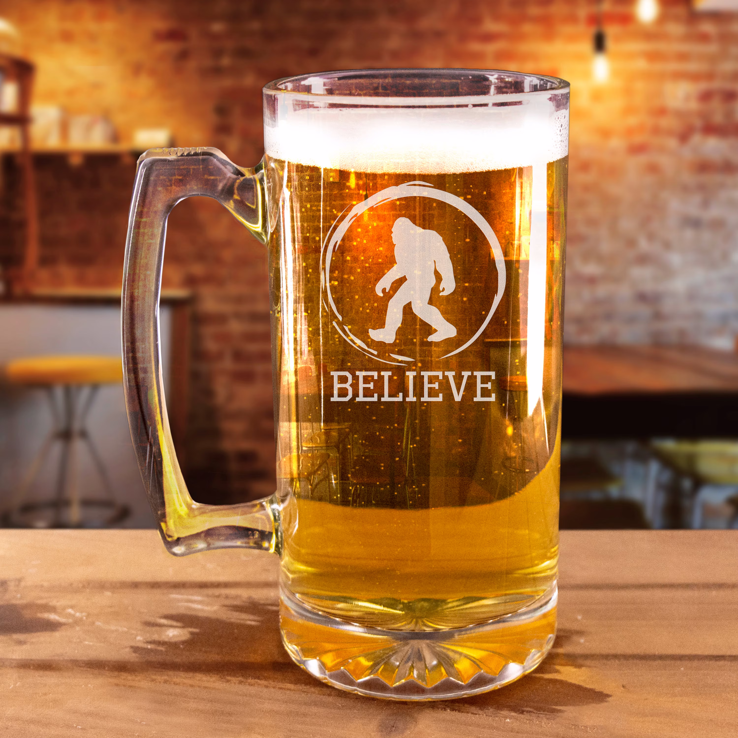 Sasquatch, Bigfoot, Yeti Design Beer Mug - Wedding Gift, Housewarming Anniversary Birthday Funny Gift