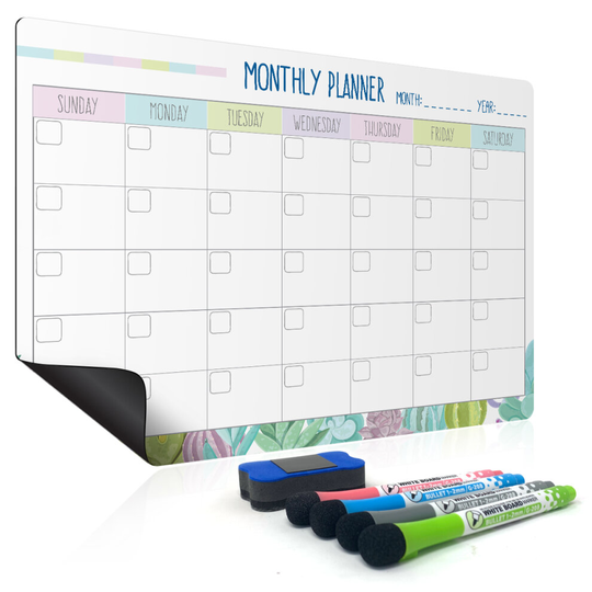 Monthly Whiteboard Planner & Meal Planner - Magnetic Fridge Calendar