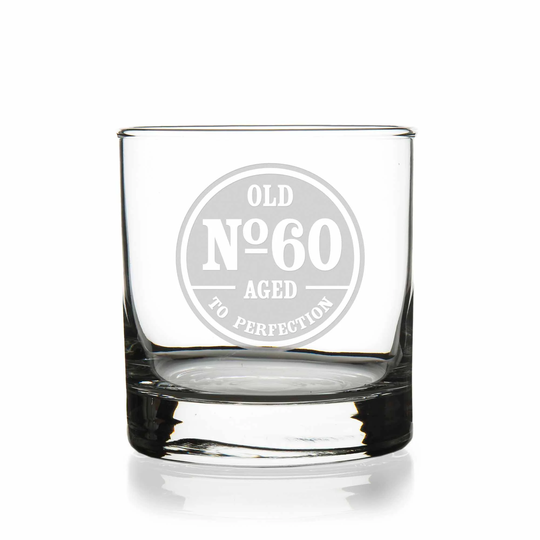 60 Year Aged Perfection Birthday Round Rocks Glass - 60Th Gift, Glass, Gift For Him, Friend