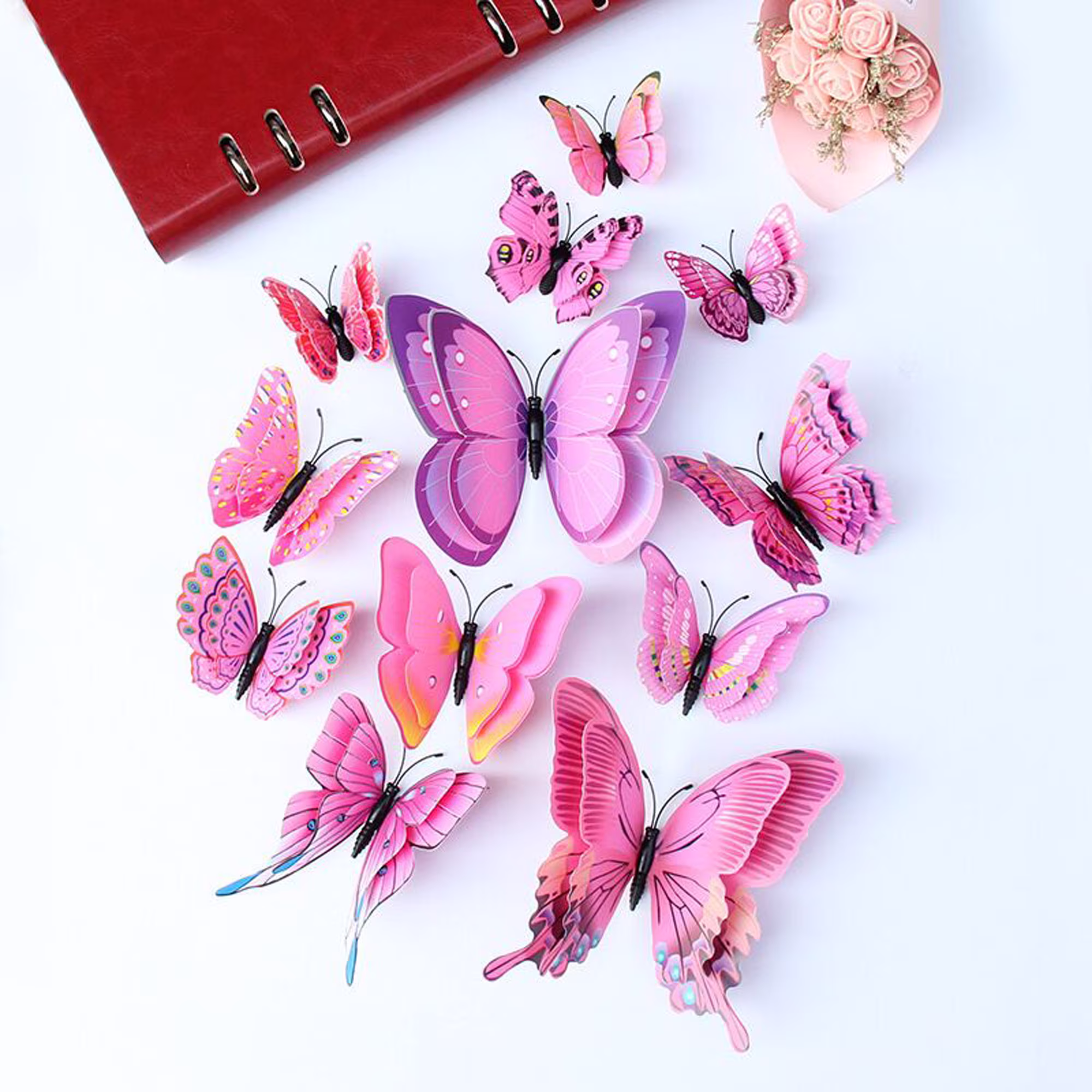 36 Pcs | 3 Sets 3D Cute 2 Layers Butterfly Wall Decor Wall Sticker Beautiful Butterfly For Kids Room Decals Home Decoration Active