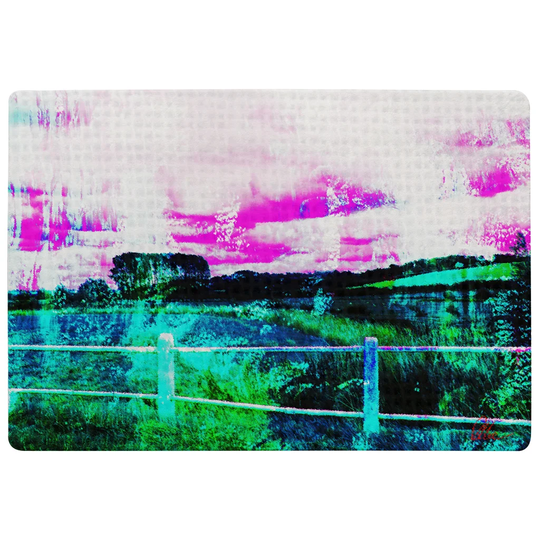 Donahue Fluorescent Countryside Designer Shaggy Pink/Black/Green Rug