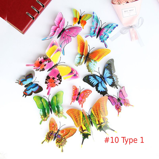 36 Pcs | 3 SetsB 3D Cute 2 Layers Butterfly Natural Wall Decor Wall Sticker Beautiful Butterfly For Kids Room Decals Home Decoration