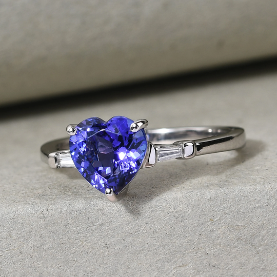 Rhapsody 2.10 Ct Aaaa Tanzanite & Diamond Vs Ef Heart Ring in 950 Platinum