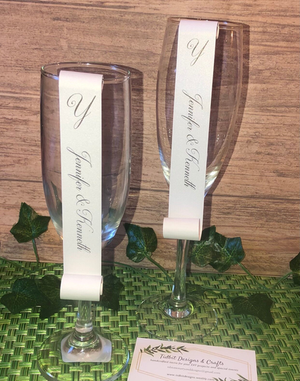 Set Of 50 Personalized Wine Glass Wedding Favor Scrolls | Couple Names Or Quote/ Champagne