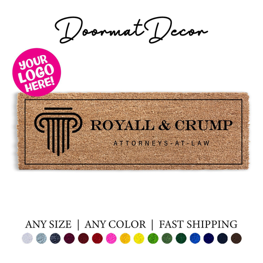 Law Firm Doormat, Lawyer Legal Gift, Personalized Custom Logo, Business Logo Rug, Attorney's At Flocked Coir Door Mat