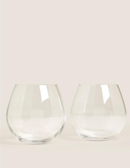 Set of 2 Stemless Gin Glasses beige