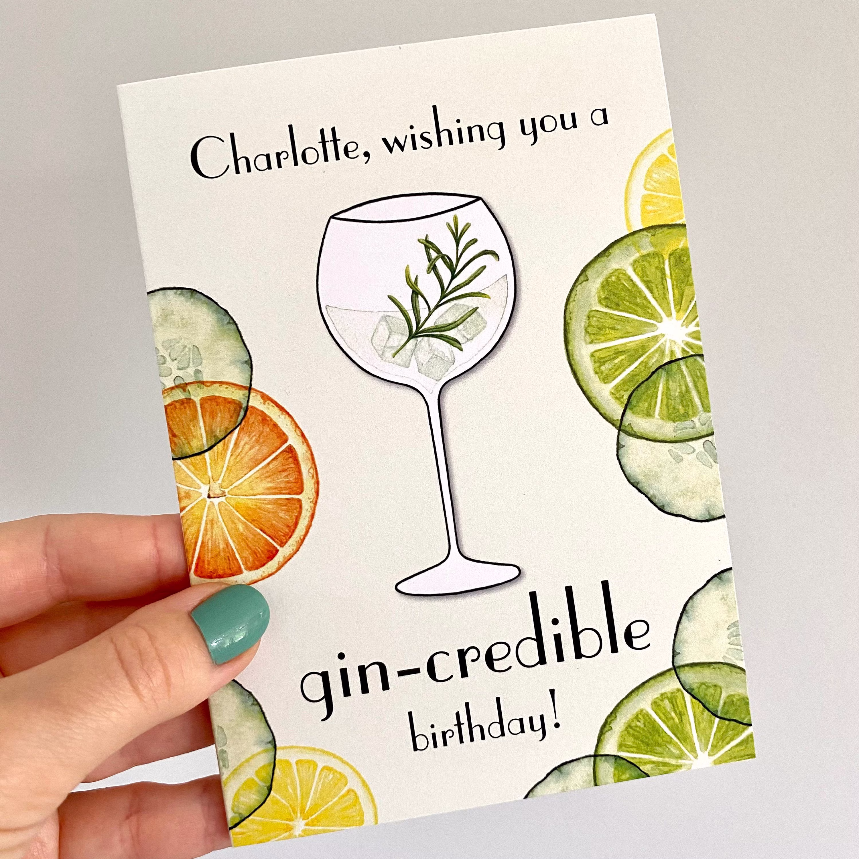 Personalised Gin Birthday Card, Card For Her, Him, Lover Gin-Credible
