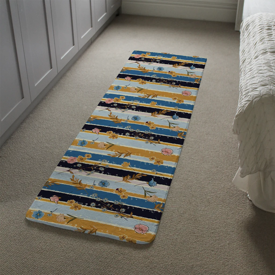 Maurine Beautiful Meadow on Candy Colourful Brush Shaggy Gold/Blue/Black Rug